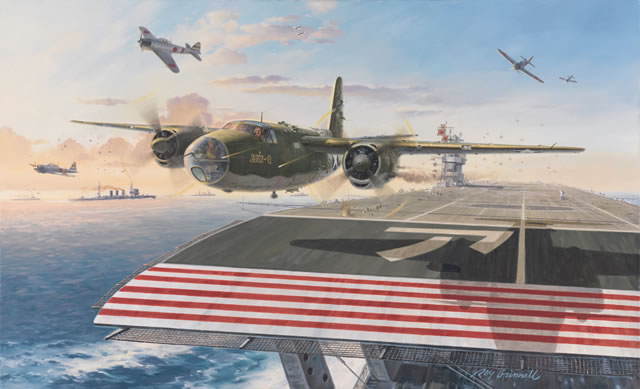 "A Shot Across the Bow" - Roy Grinnell - B-26 Marauder World War II Art